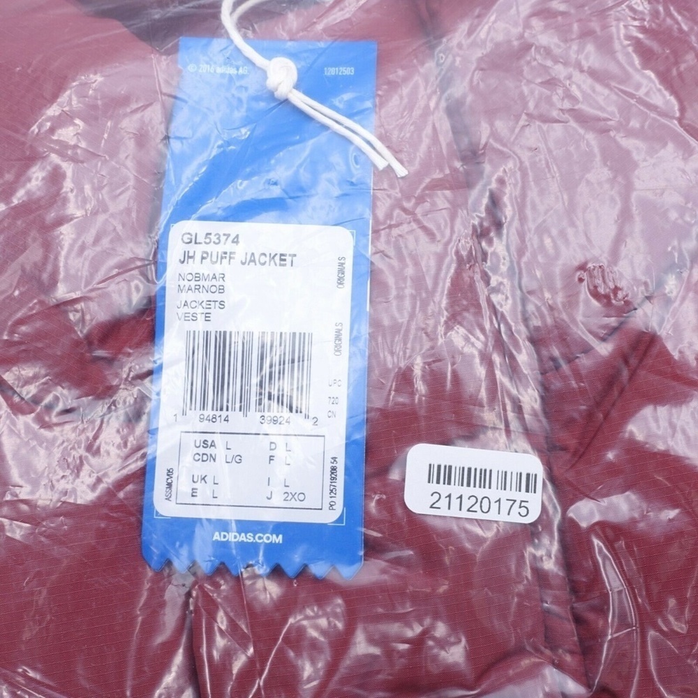 NEW adidas Originals Men's Jonah Hill Puffer Jacket Coat GL5374 Burgundy - Picture 6 of 12